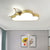 Kids LED Flush Mount Lamp Pink/Gold/Blue Crescent Hiding Behind A Cloud Ceiling Fixture with Acrylic Shade Gold Clearhalo 'Ceiling Lights' 'Close To Ceiling Lights' 'Close to ceiling' 'Flush mount' Lighting' 759215