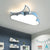Kids LED Flush Mount Lamp Pink/Gold/Blue Crescent Hiding Behind A Cloud Ceiling Fixture with Acrylic Shade Blue Clearhalo 'Ceiling Lights' 'Close To Ceiling Lights' 'Close to ceiling' 'Flush mount' Lighting' 759222