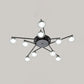Black Pentagram Ceiling Flush Kids 10 Heads Iron Semi Mount Lighting with Dual Ball Glass Shade Clearhalo 'Ceiling Lights' 'Close To Ceiling Lights' 'Close to ceiling' 'Semi-flushmount' Lighting' 759355