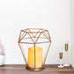 Kids Battery Powered LED Night Lamp Gold Diamond/Triangle/Hexagon Table Light with Iron Cage and Inner Candle Shade Clearhalo 'Night Lights' 'Wall Lights' Lighting' 759471