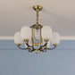 Oblong Frosted Glass Pendant Chandelier Modernist 3/6 Heads Living Room Suspension Lamp in Brass Clearhalo 'Ceiling Lights' 'Chandeliers' 'Modern Chandeliers' 'Modern' Lighting' 759531