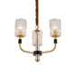 Brass 3/6 Lights Chandelier Lighting Minimalism Crystal Block Cylindrical Ceiling Pendant Lamp Clearhalo 'Ceiling Lights' 'Chandeliers' 'Modern Chandeliers' 'Modern' Lighting' 759542