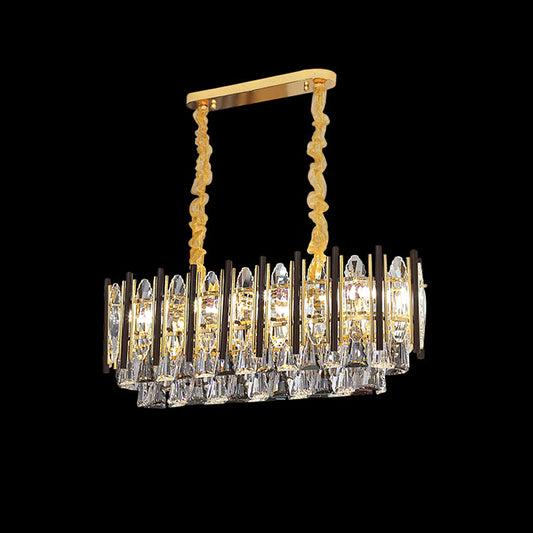 Gold 10 Bulbs Island Light Fixture Contemporary Crystal Cone Ceiling Suspension Lamp Clearhalo 'Ceiling Lights' 'Island Lights' Lighting' 759558
