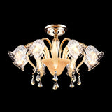 Flower Bedroom Semi Flush Mount Contemporary Crystal 8 Heads Gold Close to Ceiling Lamp Clearhalo 'Ceiling Lights' 'Close To Ceiling Lights' 'Close to ceiling' 'Semi-flushmount' Lighting' 759571