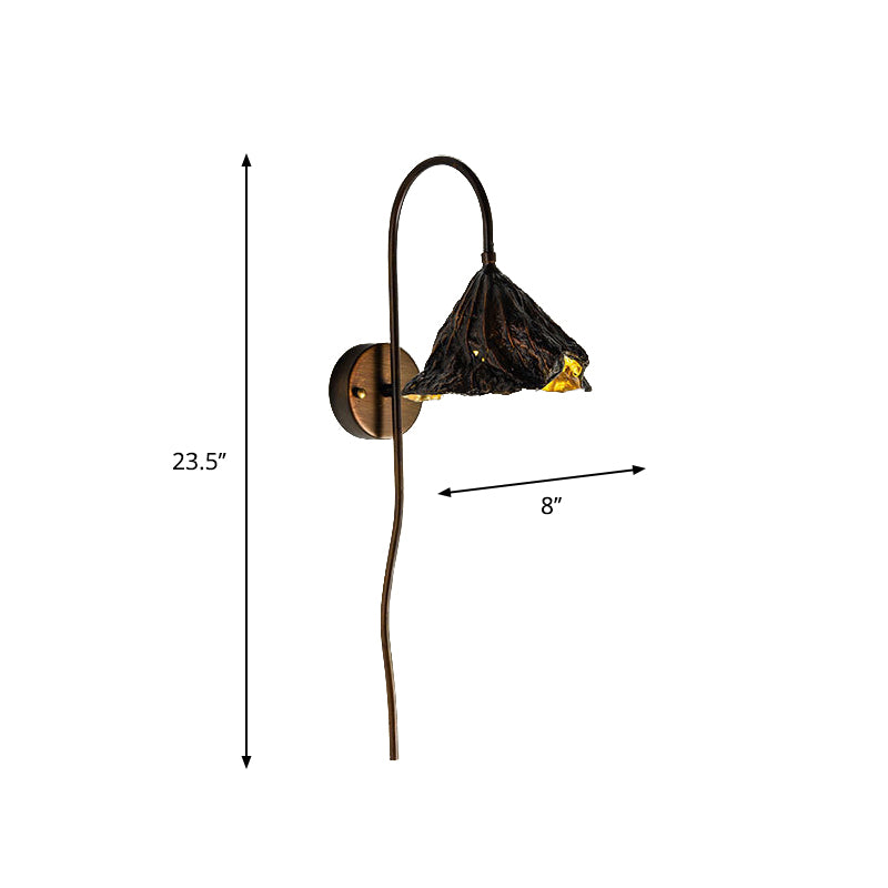 Black Lotus Seedpod Wall Light Sconce Contemporary 1-Head Metallic LED Wall Mount Lamp Clearhalo 'Cast Iron' 'Glass' 'Industrial' 'Modern wall lights' 'Modern' 'Tiffany' 'Traditional wall lights' 'Wall Lamps & Sconces' 'Wall Lights' Lighting' 759634