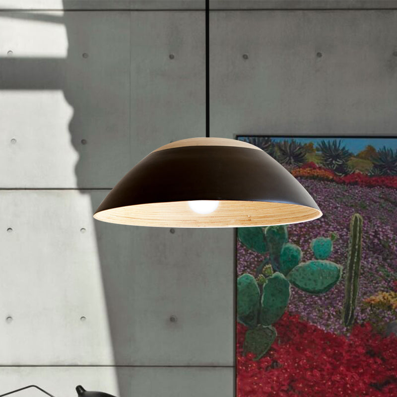 1 Bulb Restaurant Drop Pendant Light Modernist White/Black Ceiling Hang Fixture with Dome Metal Shade Black Clearhalo 'Ceiling Lights' 'Modern Pendants' 'Modern' 'Pendant Lights' 'Pendants' Lighting' 759659