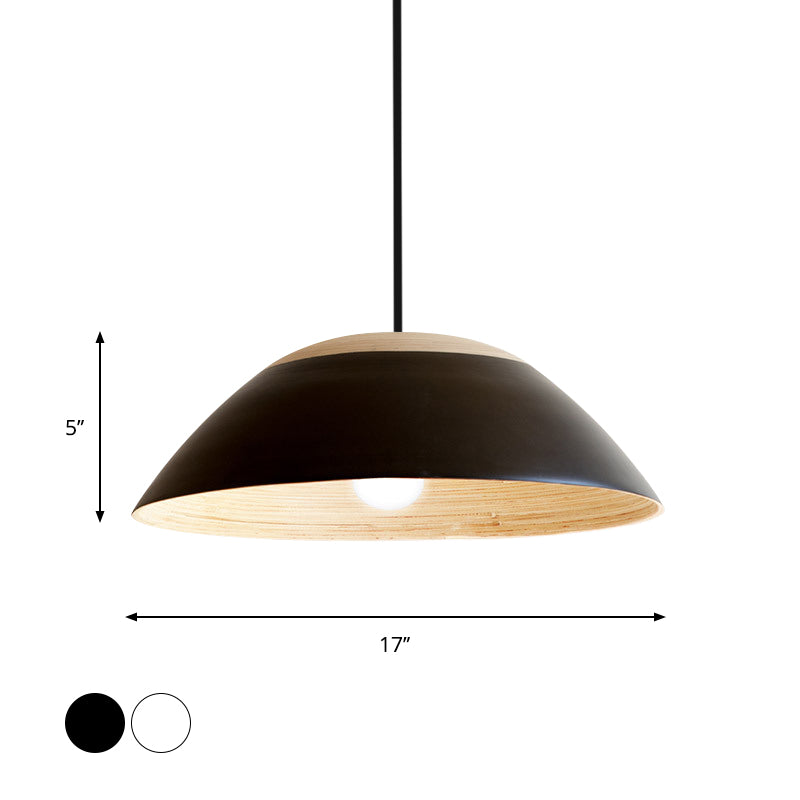 1 Bulb Restaurant Drop Pendant Light Modernist White/Black Ceiling Hang Fixture with Dome Metal Shade Clearhalo 'Ceiling Lights' 'Modern Pendants' 'Modern' 'Pendant Lights' 'Pendants' Lighting' 759662