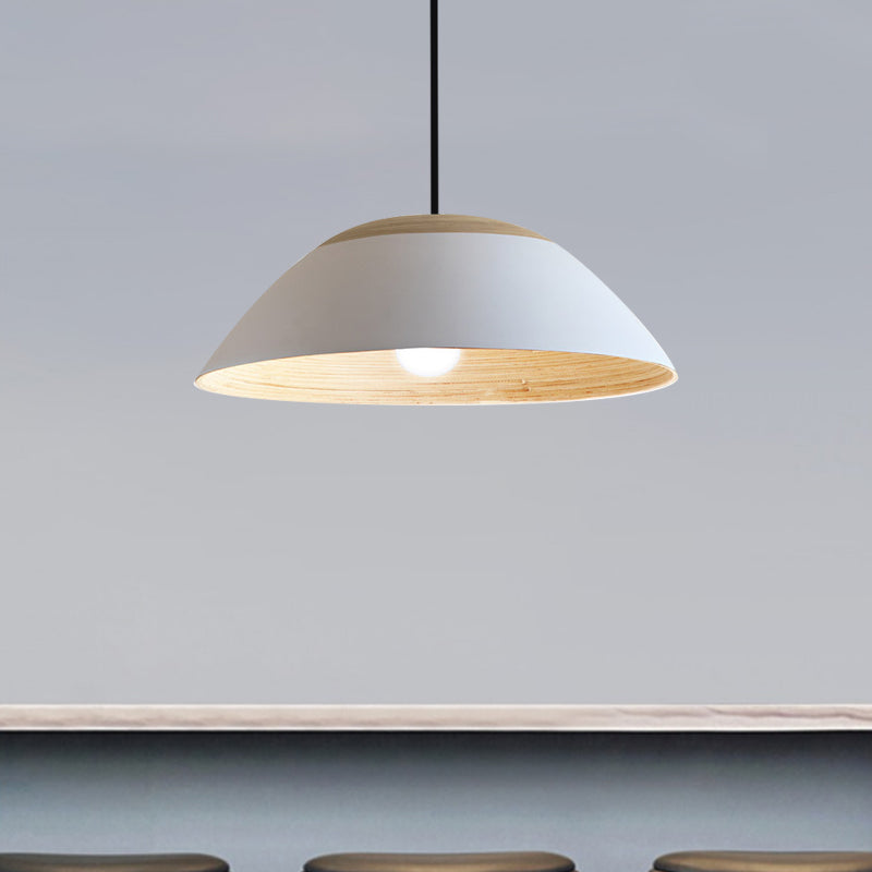 1 Bulb Restaurant Drop Pendant Light Modernist White/Black Ceiling Hang Fixture with Dome Metal Shade Clearhalo 'Ceiling Lights' 'Modern Pendants' 'Modern' 'Pendant Lights' 'Pendants' Lighting' 759664