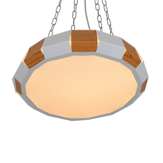 Iron Spliced Round Hanging Lamp Modernist White and Wood LED Suspension Pendant Light in Warm/White Light Clearhalo 'Ceiling Lights' 'Modern Pendants' 'Modern' 'Pendant Lights' 'Pendants' Lighting' 759692