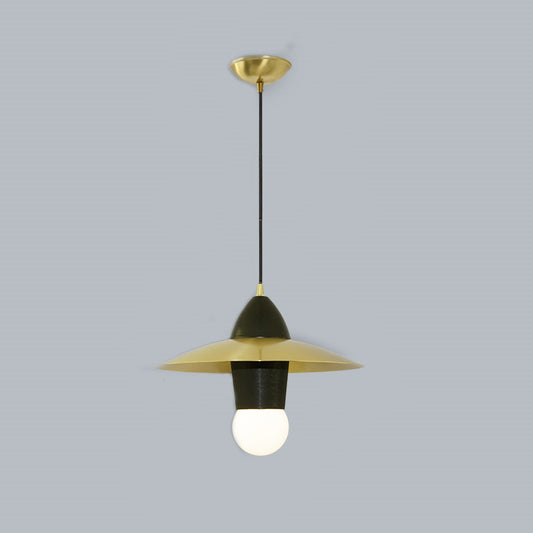 Flare Dress Hanging Pendant Mid Century Fabric 1-Light Sitting Room Ceiling Lamp in Black and Gold Clearhalo 'Ceiling Lights' 'Modern Pendants' 'Modern' 'Pendant Lights' 'Pendants' Lighting' 759705