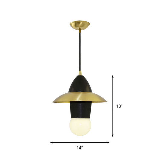Flare Dress Hanging Pendant Mid Century Fabric 1-Light Sitting Room Ceiling Lamp in Black and Gold Clearhalo 'Ceiling Lights' 'Modern Pendants' 'Modern' 'Pendant Lights' 'Pendants' Lighting' 759706