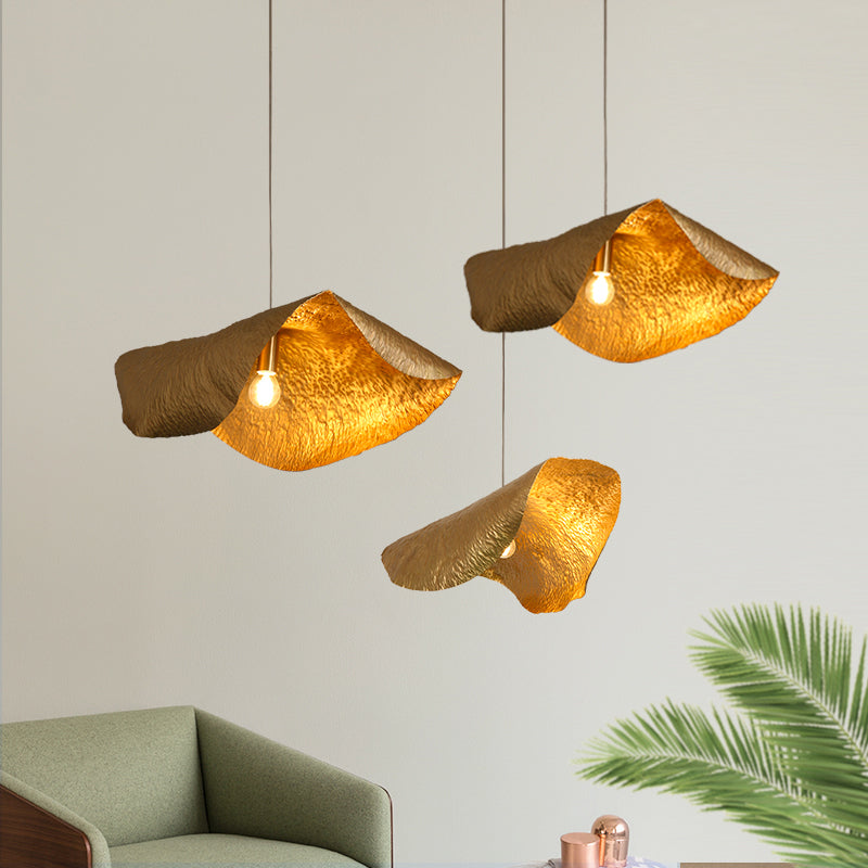 Withered Leaf Parlor Hanging Lamp Metal 1 Bulb Postmodern Pendant Lighting Fixture in Brass Brass Clearhalo 'Ceiling Lights' 'Modern Pendants' 'Modern' 'Pendant Lights' 'Pendants' Lighting' 759716