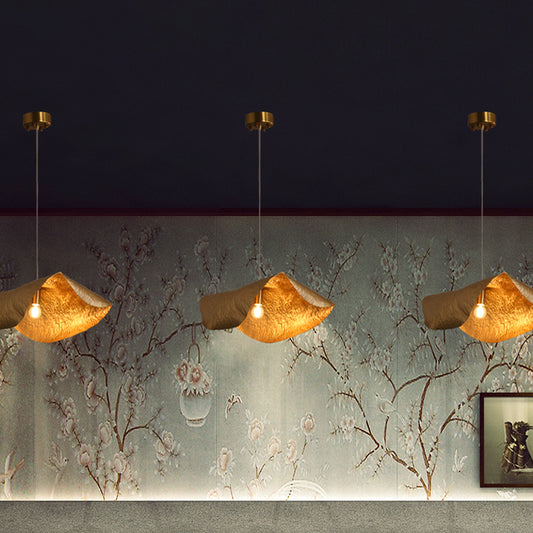 Withered Leaf Parlor Hanging Lamp Metal 1 Bulb Postmodern Pendant Lighting Fixture in Brass Clearhalo 'Ceiling Lights' 'Modern Pendants' 'Modern' 'Pendant Lights' 'Pendants' Lighting' 759717