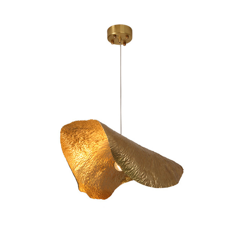 Withered Leaf Parlor Hanging Lamp Metal 1 Bulb Postmodern Pendant Lighting Fixture in Brass Clearhalo 'Ceiling Lights' 'Modern Pendants' 'Modern' 'Pendant Lights' 'Pendants' Lighting' 759718