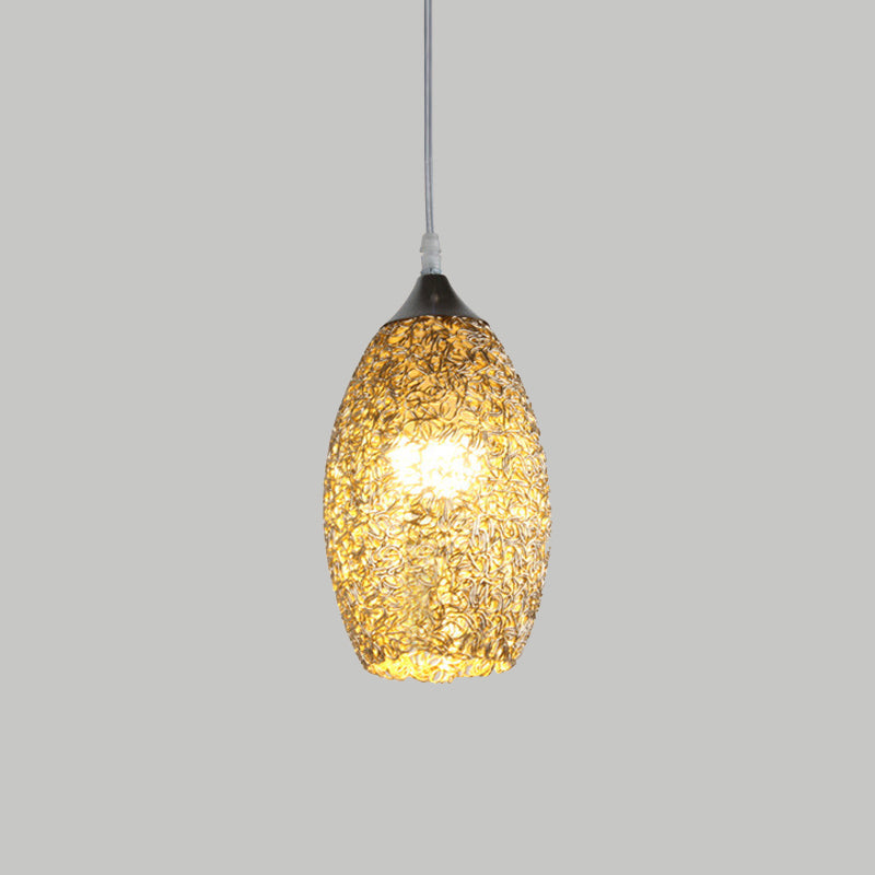 Chrome Elliptical Pendulum Light Modern 1 Head Aluminum Ceiling Suspension Lamp with Hollowed Out Design Clearhalo 'Ceiling Lights' 'Modern Pendants' 'Modern' 'Pendant Lights' 'Pendants' Lighting' 759726