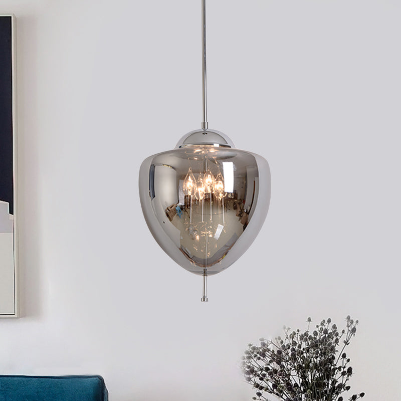 Chrome Pinecone Pendant Chandelier Industrial Clear/Smoke Gray Glass 4 Lights Restaurant Hanging Lamp Kit Clearhalo 'Ceiling Lights' 'Chandeliers' 'Clear' 'Glass shade' 'Glass' 'Industrial Chandeliers' 'Industrial' 'Middle Century Chandeliers' 'Modern' 'Pendant Lights' 'Tiffany' 'Traditional Chandeliers' Lighting' 759737