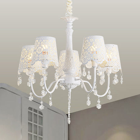 Modern Undertint Chandelier Empire Shade Metal Pendant Lighting with Crystal for Living Room Clearhalo 'Ceiling Lights' 'Chandeliers' Lighting' options 75980