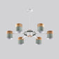 Splicing Cylinder Rotatable Chandelier Macaron Iron 6 Heads Bedroom Ceiling Hanging Light with Burst Arm in Yellow/Grey/White-Wood Clearhalo 'Ceiling Lights' 'Chandeliers' 'Modern Chandeliers' 'Modern' Lighting' 759806
