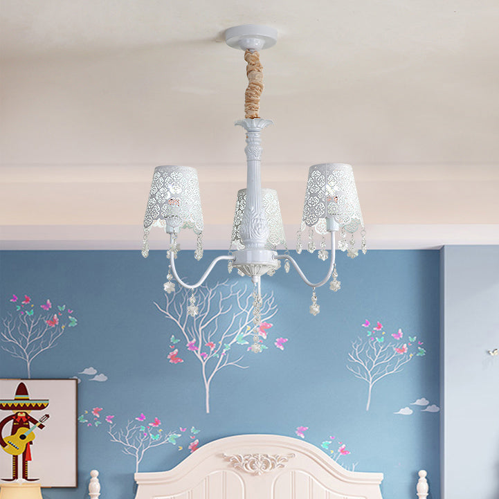 Modern Undertint Chandelier Empire Shade Metal Pendant Lighting with Crystal for Living Room Clearhalo 'Ceiling Lights' 'Chandeliers' Lighting' options 75987