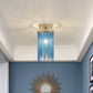 Cascading Fringe Small Flushmount Modern Aluminum 1-Light Green/Gold/Blue Semi Flush Ceiling Light Clearhalo 'Ceiling Lights' 'Close To Ceiling Lights' 'Close to ceiling' 'Semi-flushmount' Lighting' 759873
