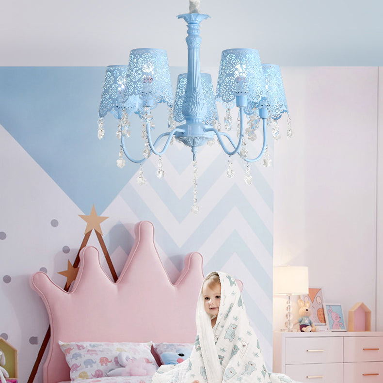 Modern Undertint Chandelier Empire Shade Metal Pendant Lighting with Crystal for Living Room Clearhalo 'Ceiling Lights' 'Chandeliers' Lighting' options 75990