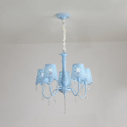 Modern Undertint Chandelier Empire Shade Metal Pendant Lighting with Crystal for Living Room Clearhalo 'Ceiling Lights' 'Chandeliers' Lighting' options 75995