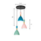 Macaron Cluster Funnel Pendant Aluminum 3-Light Loft House Ceiling Suspension Lamp in Green-Pink-Blue Clearhalo 'Ceiling Lights' 'Modern Pendants' 'Modern' 'Pendant Lights' 'Pendants' Lighting' 759976