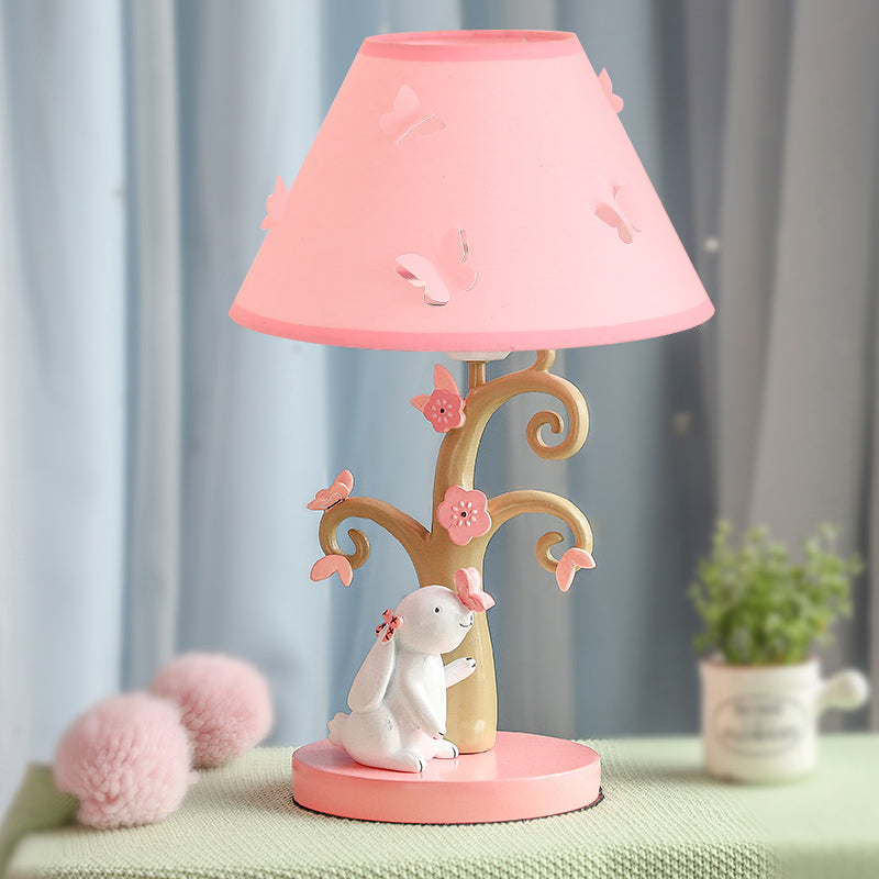 Kids Rabbit and Tree Table Lighting Resin Single Girl's Bedroom Night ...