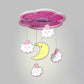 Pink Flower Flushmount Lighting Cartoon Acrylic LED Flush Mount Ceiling Fixture with Sleeping Cloud and Moon Drape Clearhalo 'Ceiling Lights' 'Close To Ceiling Lights' 'Close to ceiling' 'Flush mount' Lighting' 760393