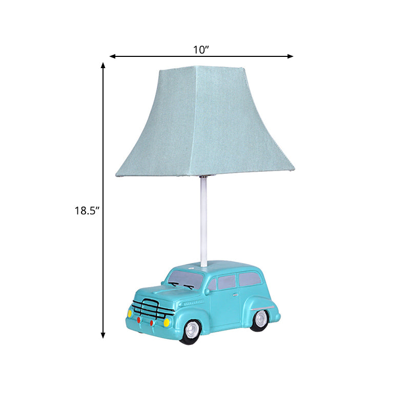 Green Car Nightstand Lamp Kids 1 Bulb Resin Table Lighting with Pagoda Fabric Lamp Shade Clearhalo 'Lamps' 'Table Lamps' Lighting' 760499