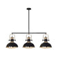 3-Light Island Pendant Light Farmhouse Dining Room Down Lighting with Dome Metal Shade in Black Clearhalo 'Ceiling Lights' 'Island Lights' Lighting' 760584