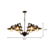 Antiqued Flat Chandelier Lighting 6/8 Bulbs Metal Rotatable Ceiling Pendant Lamp in Black Clearhalo 'Cast Iron' 'Ceiling Lights' 'Chandeliers' 'Industrial Chandeliers' 'Industrial' 'Metal' 'Middle Century Chandeliers' 'Rustic Chandeliers' 'Tiffany' Lighting' 760599