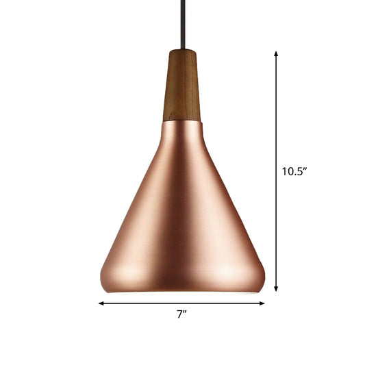 7"/10.5"/16" W 1 Head Down Lighting Industrial Restaurant Hanging Pendant with Flared Aluminum Shade in Rose Gold Clearhalo 'Art Deco Pendants' 'Cast Iron' 'Ceiling Lights' 'Ceramic' 'Crystal' 'Industrial Pendants' 'Industrial' 'Metal' 'Middle Century Pendants' 'Pendant Lights' 'Pendants' 'Tiffany' Lighting' 760633