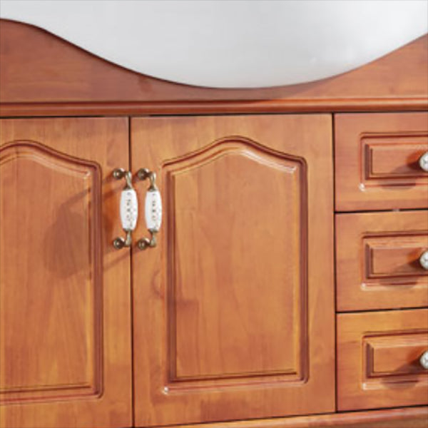 Traditional Wood Sink Vanity Freestanding Bathroom Sink Vanity with Mirror Clearhalo 'Bathroom Remodel & Bathroom Fixtures' 'Bathroom Vanities' 'bathroom_vanities' 'Home Improvement' 'home_improvement' 'home_improvement_bathroom_vanities' 7610705