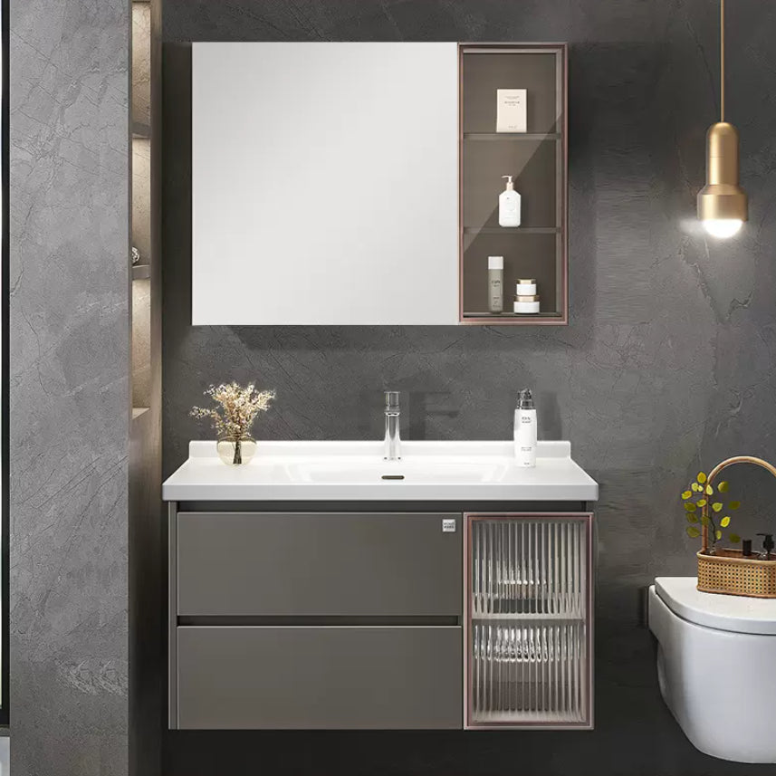 Rectangular Vanity Set Modern Ceramic Top Single-Sink Wall Mount Bath Vanity Vanity & Faucet & Mirror Cabinet https: res.litfad.com site img item 2023 02 29 7610710 1200x1200.jpg Clearhalo 'Bathroom Remodel & Bathroom Fixtures' 'Bathroom Vanities' 'bathroom_vanities' 'Home Improvement' 'home_improvement' 'home_improvement_bathroom_vanities' 7610710