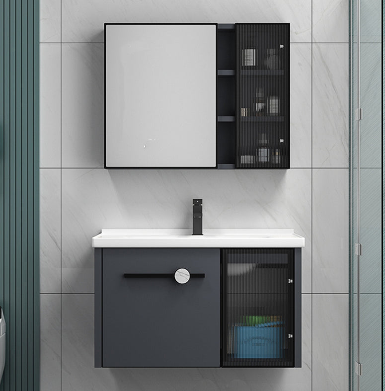 Modern Metal Frame Bath Vanity Single Rectangular Freestanding Vanity Clearhalo 'Bathroom Remodel & Bathroom Fixtures' 'Bathroom Vanities' 'bathroom_vanities' 'Home Improvement' 'home_improvement' 'home_improvement_bathroom_vanities' 7610746