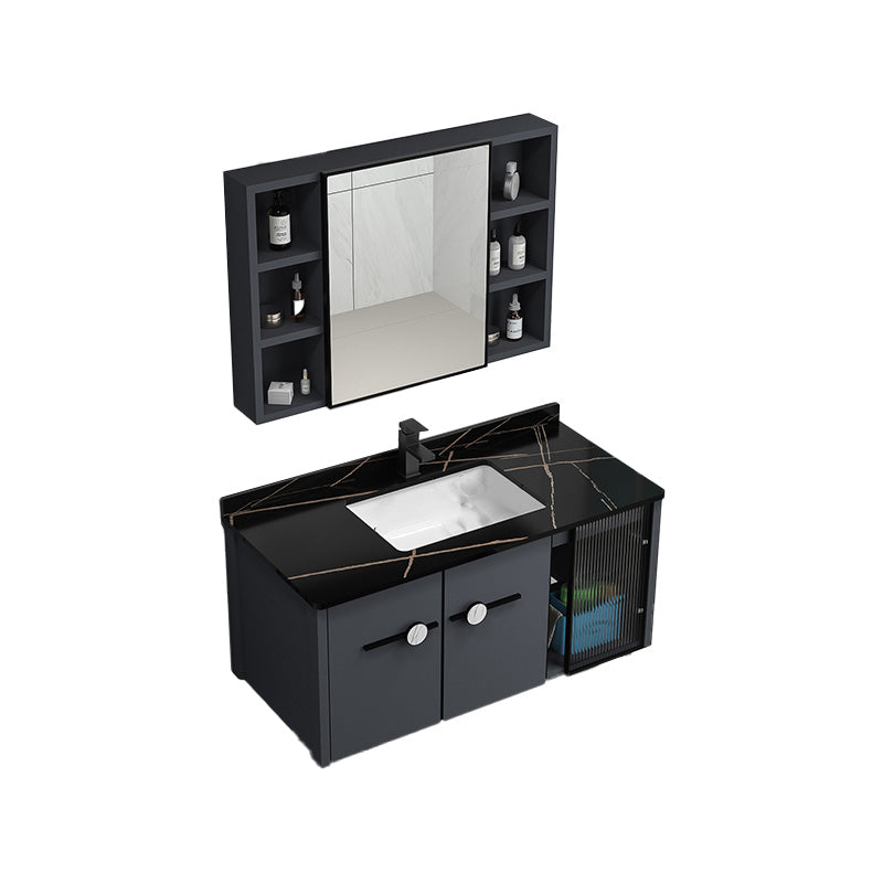 Modern Metal Frame Bath Vanity Single Rectangular Freestanding Vanity Vanity & Faucet & Mirror Cabinet https: res.litfad.com site img item 2023 02 15 7610747 1200x1200.jpg Clearhalo 'Bathroom Remodel & Bathroom Fixtures' 'Bathroom Vanities' 'bathroom_vanities' 'Home Improvement' 'home_improvement' 'home_improvement_bathroom_vanities' 7610747