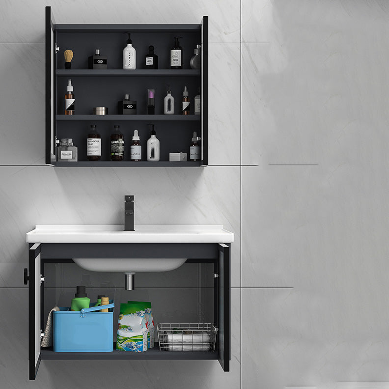 Modern Metal Frame Bath Vanity Single Rectangular Freestanding Vanity Clearhalo 'Bathroom Remodel & Bathroom Fixtures' 'Bathroom Vanities' 'bathroom_vanities' 'Home Improvement' 'home_improvement' 'home_improvement_bathroom_vanities' 7610753