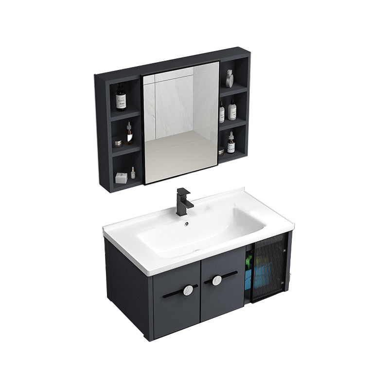 Modern Metal Frame Bath Vanity Single Rectangular Freestanding Vanity Vanity & Faucet & Mirror Cabinet https: res.litfad.com site img item 2023 02 17 7610755 1200x1200.jpg Clearhalo 'Bathroom Remodel & Bathroom Fixtures' 'Bathroom Vanities' 'bathroom_vanities' 'Home Improvement' 'home_improvement' 'home_improvement_bathroom_vanities' 7610755