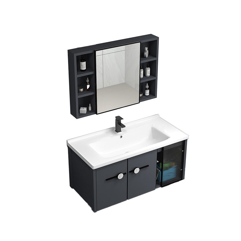Modern Metal Frame Bath Vanity Single Rectangular Freestanding Vanity Vanity & Faucet & Mirror Cabinet https: res.litfad.com site img item 2023 02 02 7610757 1200x1200.jpg Clearhalo 'Bathroom Remodel & Bathroom Fixtures' 'Bathroom Vanities' 'bathroom_vanities' 'Home Improvement' 'home_improvement' 'home_improvement_bathroom_vanities' 7610757