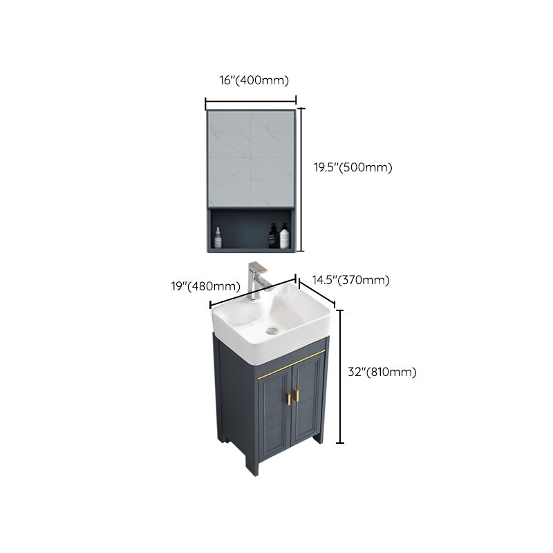 Glam Single Bathroom Vanity Blue Ceramic Top Rectangular Bath Vanity Clearhalo 'Bathroom Remodel & Bathroom Fixtures' 'Bathroom Vanities' 'bathroom_vanities' 'Home Improvement' 'home_improvement' 'home_improvement_bathroom_vanities' 7610811