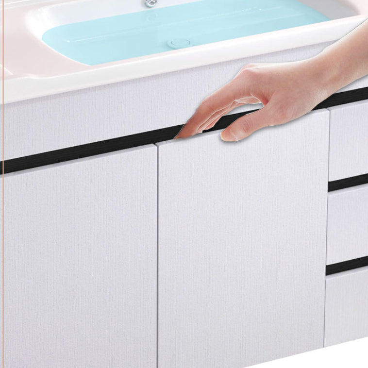 Modern Sink Vanity White Ceramic Top Oval Single-Sink Bath Vanity Clearhalo 'Bathroom Remodel & Bathroom Fixtures' 'Bathroom Vanities' 'bathroom_vanities' 'Home Improvement' 'home_improvement' 'home_improvement_bathroom_vanities' 7610825