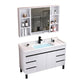 Modern Sink Vanity White Ceramic Top Oval Single-Sink Bath Vanity Vanity & Faucet & Mirror Cabinet 44"L x 19"W x 33"H White Clearhalo 'Bathroom Remodel & Bathroom Fixtures' 'Bathroom Vanities' 'bathroom_vanities' 'Home Improvement' 'home_improvement' 'home_improvement_bathroom_vanities' 7610827