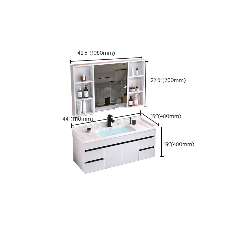 Modern Sink Vanity White Ceramic Top Oval Single-Sink Bath Vanity Clearhalo 'Bathroom Remodel & Bathroom Fixtures' 'Bathroom Vanities' 'bathroom_vanities' 'Home Improvement' 'home_improvement' 'home_improvement_bathroom_vanities' 7610842