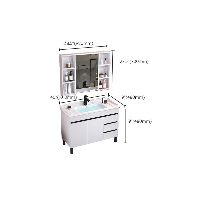 Modern Sink Vanity White Ceramic Top Oval Single-Sink Bath Vanity Clearhalo 'Bathroom Remodel & Bathroom Fixtures' 'Bathroom Vanities' 'bathroom_vanities' 'Home Improvement' 'home_improvement' 'home_improvement_bathroom_vanities' 7610849