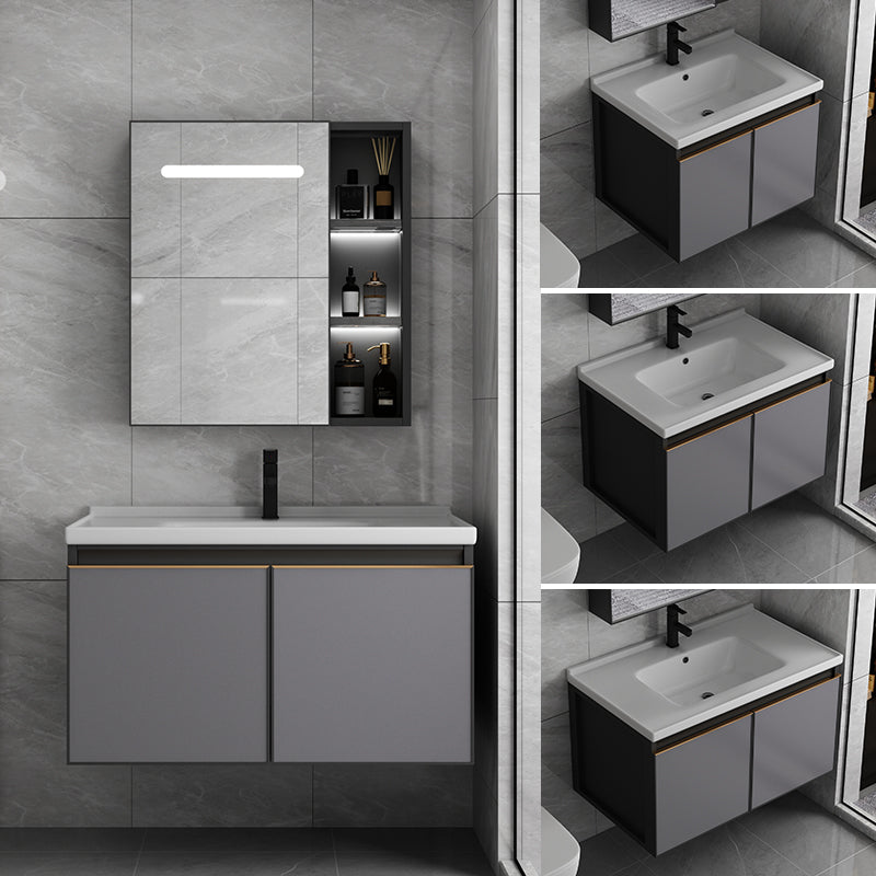 Metal Base Modern Bathroom Vanity Wall Mount Single-Sink Rectangular Vanity Set Clearhalo 'Bathroom Remodel & Bathroom Fixtures' 'Bathroom Vanities' 'bathroom_vanities' 'Home Improvement' 'home_improvement' 'home_improvement_bathroom_vanities' 7610857