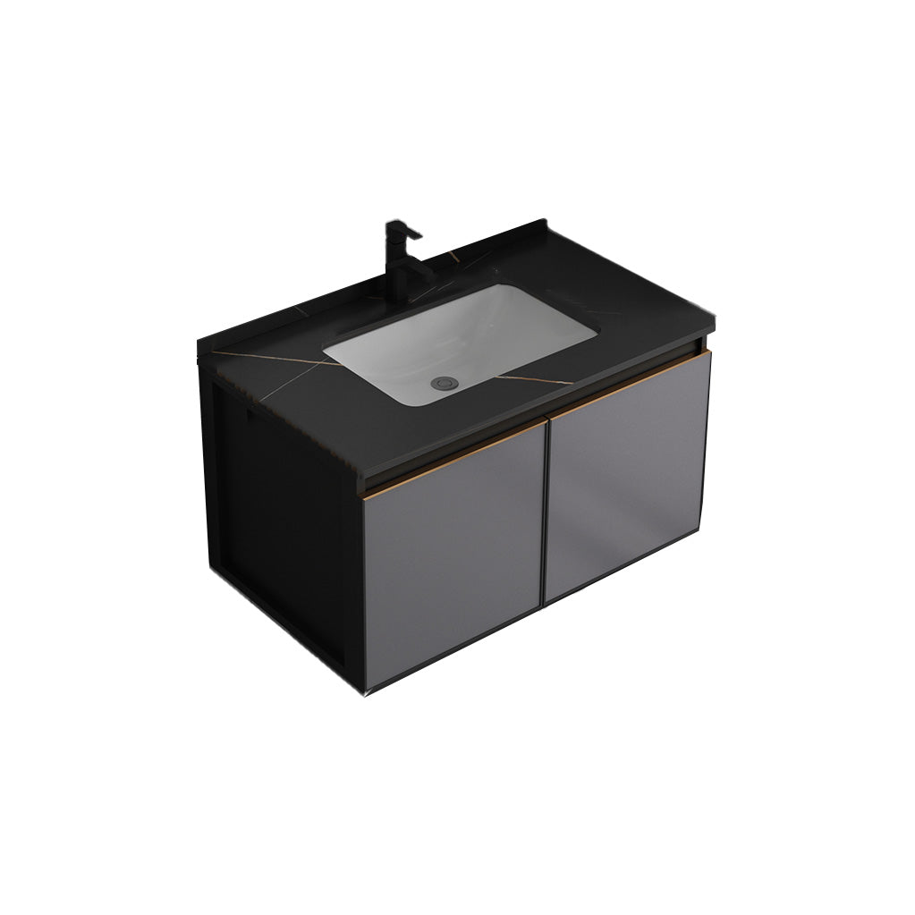 Metal Base Modern Bathroom Vanity Wall Mount Single-Sink Rectangular Vanity Set Vanity & Faucet 31"L x 19"W x 17"H Clearhalo 'Bathroom Remodel & Bathroom Fixtures' 'Bathroom Vanities' 'bathroom_vanities' 'Home Improvement' 'home_improvement' 'home_improvement_bathroom_vanities' 7610868