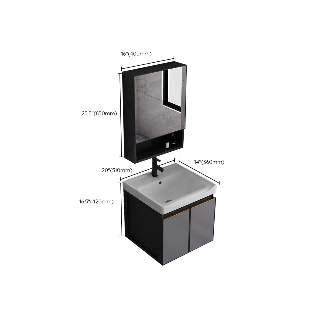 Metal Base Modern Bathroom Vanity Wall Mount Single-Sink Rectangular Vanity Set Clearhalo 'Bathroom Remodel & Bathroom Fixtures' 'Bathroom Vanities' 'bathroom_vanities' 'Home Improvement' 'home_improvement' 'home_improvement_bathroom_vanities' 7610885