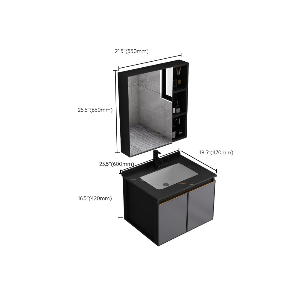 Metal Base Modern Bathroom Vanity Wall Mount Single-Sink Rectangular Vanity Set Clearhalo 'Bathroom Remodel & Bathroom Fixtures' 'Bathroom Vanities' 'bathroom_vanities' 'Home Improvement' 'home_improvement' 'home_improvement_bathroom_vanities' 7610889