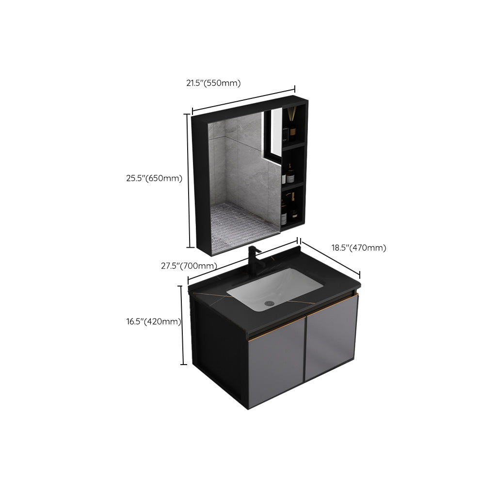 Metal Base Modern Bathroom Vanity Wall Mount Single-Sink Rectangular Vanity Set Clearhalo 'Bathroom Remodel & Bathroom Fixtures' 'Bathroom Vanities' 'bathroom_vanities' 'Home Improvement' 'home_improvement' 'home_improvement_bathroom_vanities' 7610890